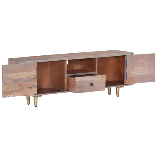 TV Cabinet | Light grey wood, Brass
