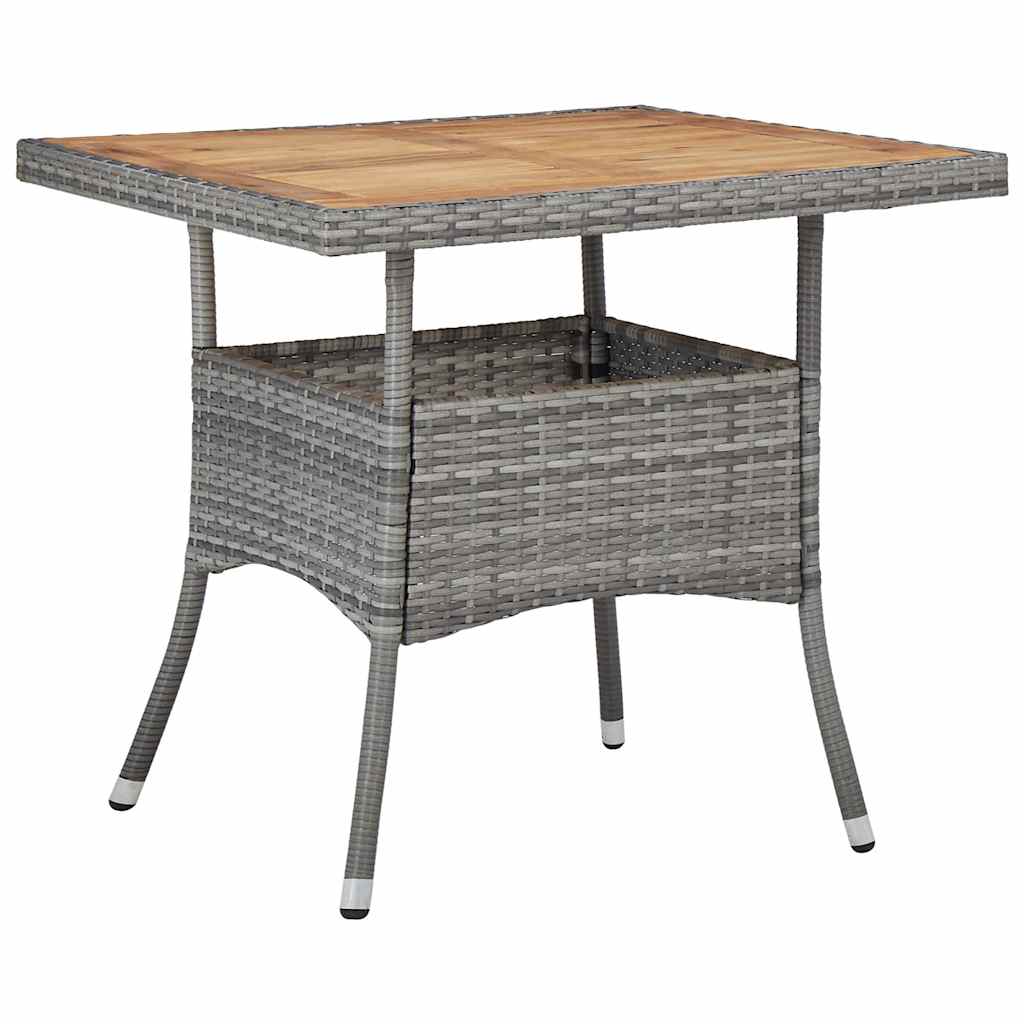 5 Piece Patio Dining Set Poly Rattan & Solid Acacia Wood Gray