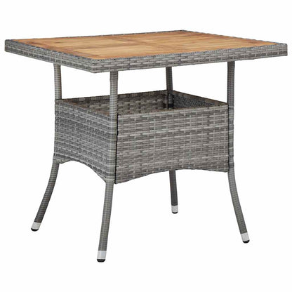 5 Piece Patio Dining Set Poly Rattan & Solid Acacia Wood Gray