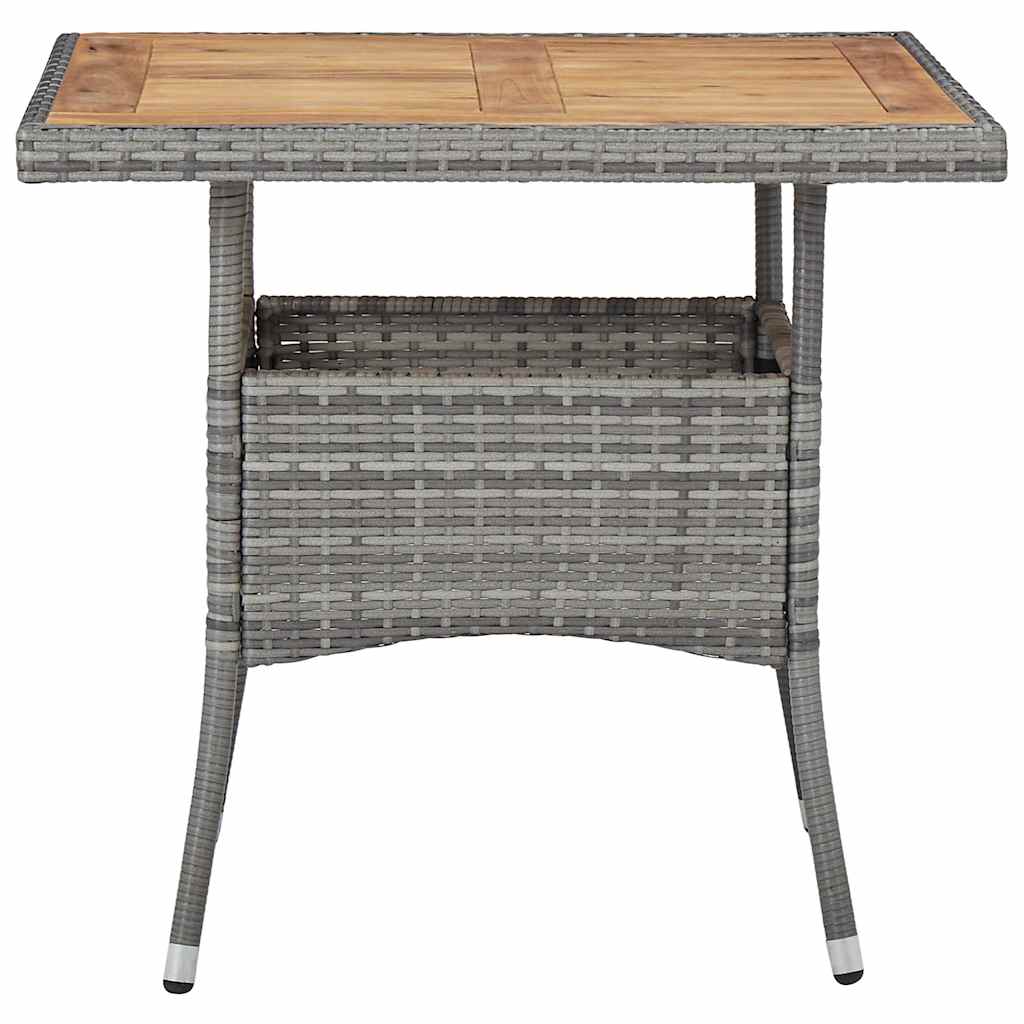 5 Piece Patio Dining Set Poly Rattan & Solid Acacia Wood Gray