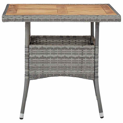 5 Piece Patio Dining Set Poly Rattan & Solid Acacia Wood Gray