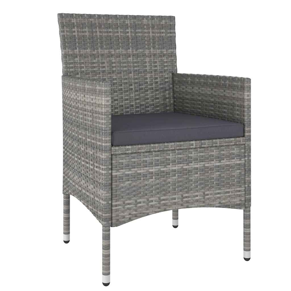 5 Piece Patio Dining Set Poly Rattan & Solid Acacia Wood Gray