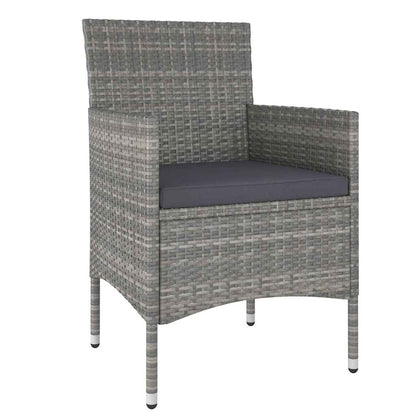 5 Piece Patio Dining Set Poly Rattan & Solid Acacia Wood Gray