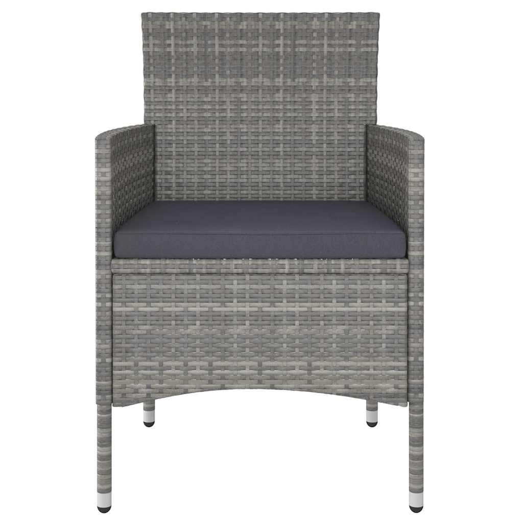 5 Piece Patio Dining Set Poly Rattan & Solid Acacia Wood Gray