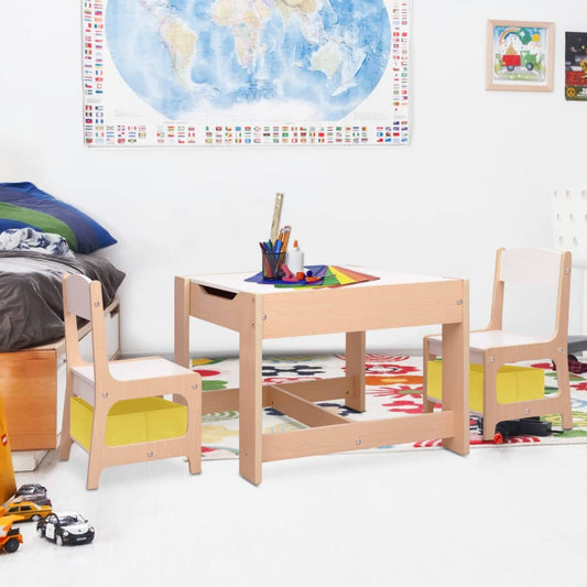 Kids Table and Chair | Light Beige | MDF | Child-sized | Storage