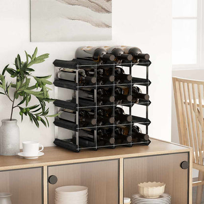 Wine Rack for 20 Bottles Black Solid Pine Wood