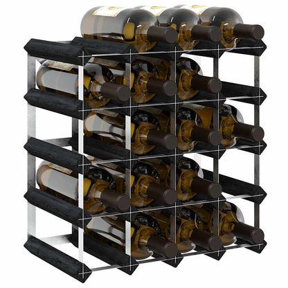 Wine Rack for 20 Bottles Black Solid Pine Wood