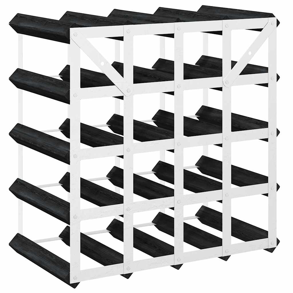 Wine Rack for 20 Bottles Black Solid Pine Wood