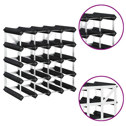 Wine Rack for 20 Bottles Black Solid Pine Wood