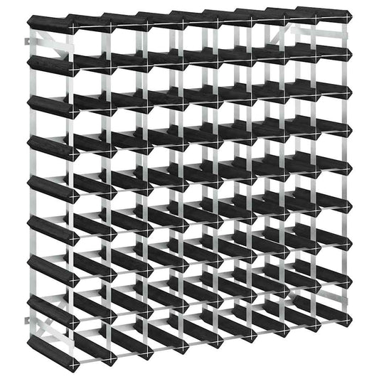 Wine Rack for 72 Bottles Black Solid Pine Wood