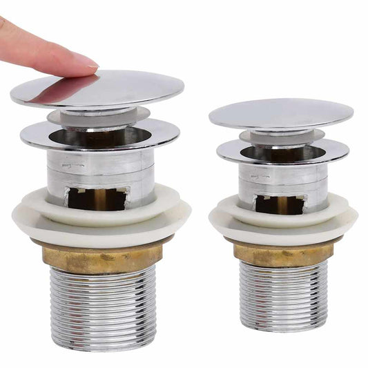 Push Drain with Overflow Function Chrome 6.4x6.4x9.1 cm