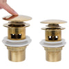 Push Drain with Overflow Function Gold 6.4x6.4x9.1 cm