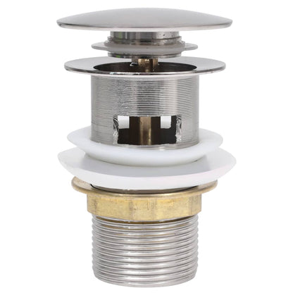 Push Drain with Overflow Function Silver 6.4x6.4x9.1 cm