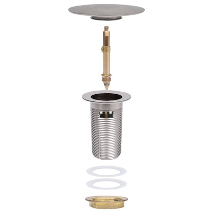 Push Drain with Overflow Function Silver 6.4x6.4x9.1 cm