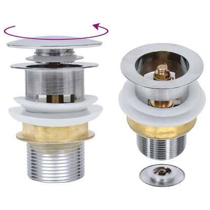 Push Drain without Overflow Function Silver 6.4x6.4x9.1 cm