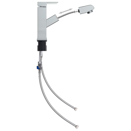 Bathroom Basin Faucet with Pull-out Function Chromed Finish 157x172 mm