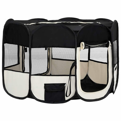 171006 vidaXL Foldable Dog Playpen with Carrying Bag Black 110x110x58 cm