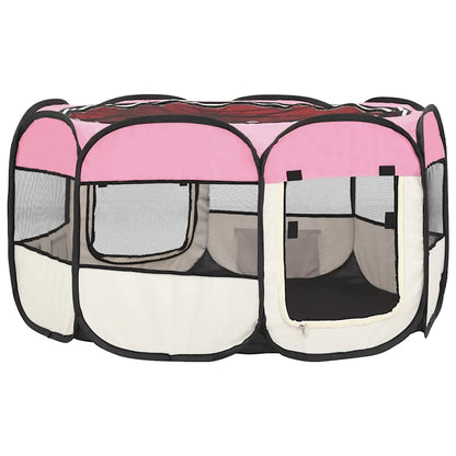 Foldable Dog Playpen with Carrying Bag Pink 125x125x61 cm