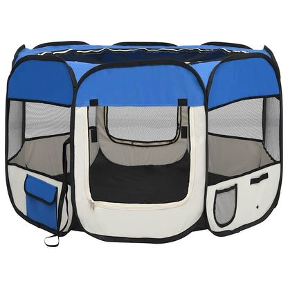 171013 vidaXL Foldable Dog Playpen with Carrying Bag Blue 90x90x58 cm