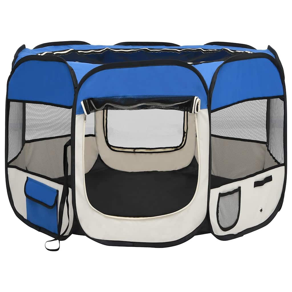 171013 vidaXL Foldable Dog Playpen with Carrying Bag Blue 90x90x58 cm