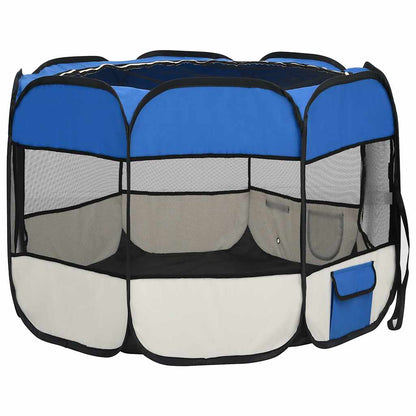 171013 vidaXL Foldable Dog Playpen with Carrying Bag Blue 90x90x58 cm