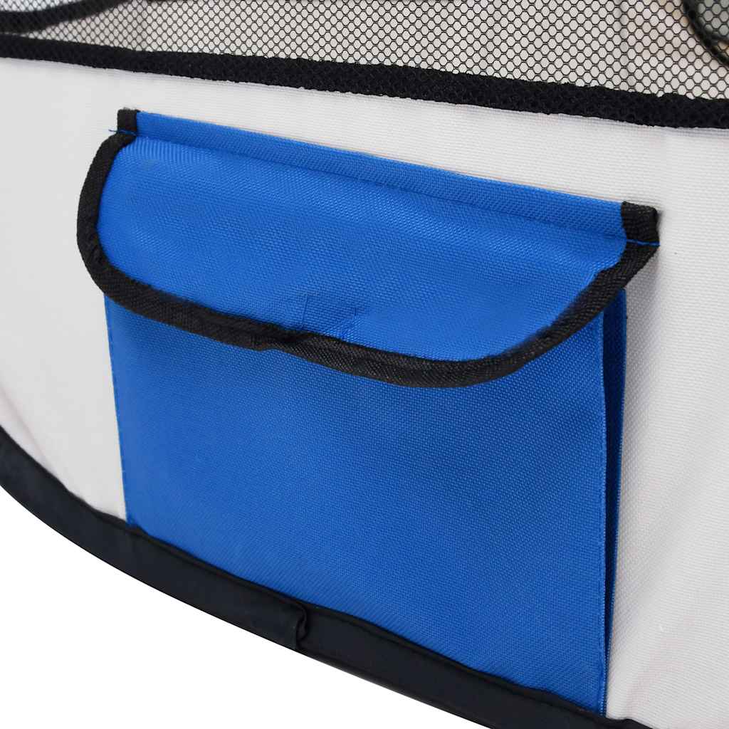 171013 vidaXL Foldable Dog Playpen with Carrying Bag Blue 90x90x58 cm