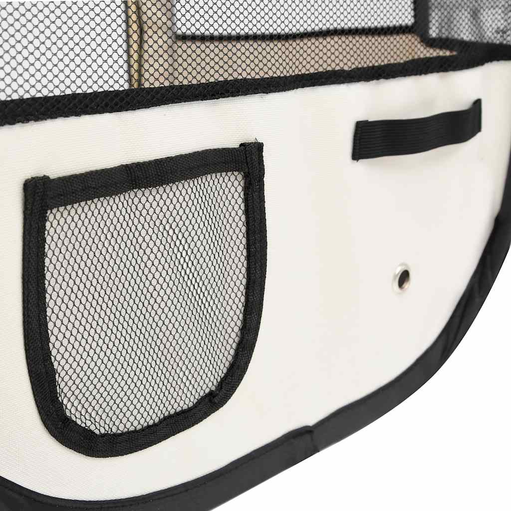 Dog Playpen Blue and Cream Polyester, Steel 43.3 x 43.3 x 22.8 in