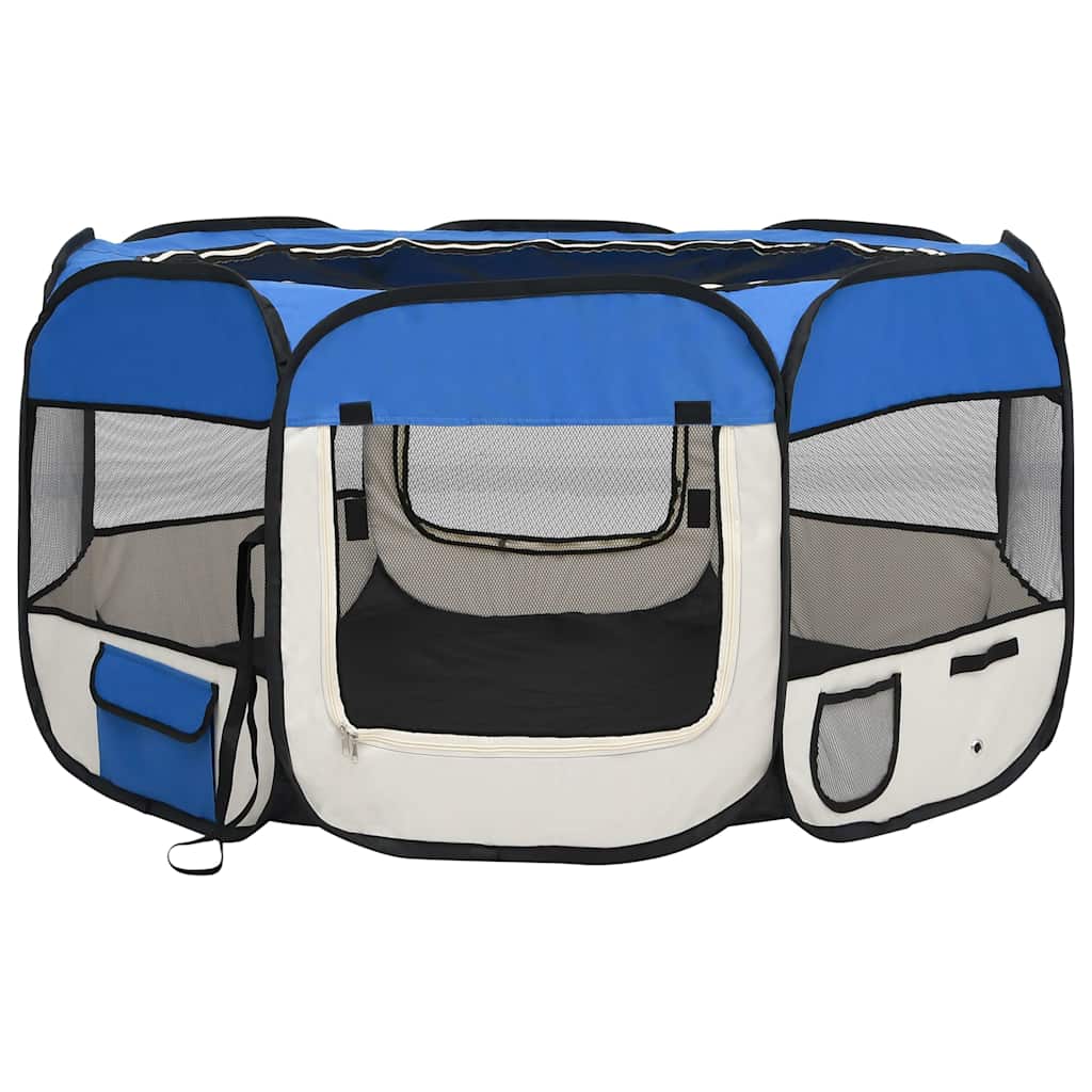 171015 vidaXL Foldable Dog Playpen with Carrying Bag Blue 125x125x61 cm
