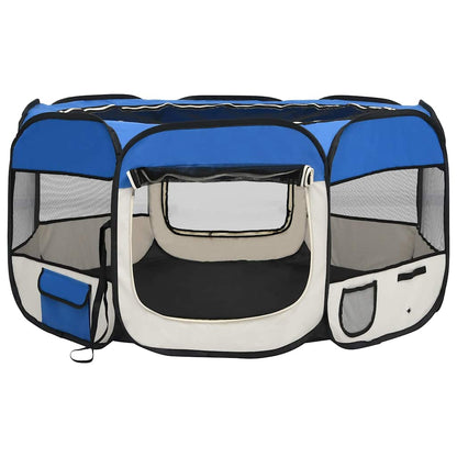 171015 vidaXL Foldable Dog Playpen with Carrying Bag Blue 125x125x61 cm