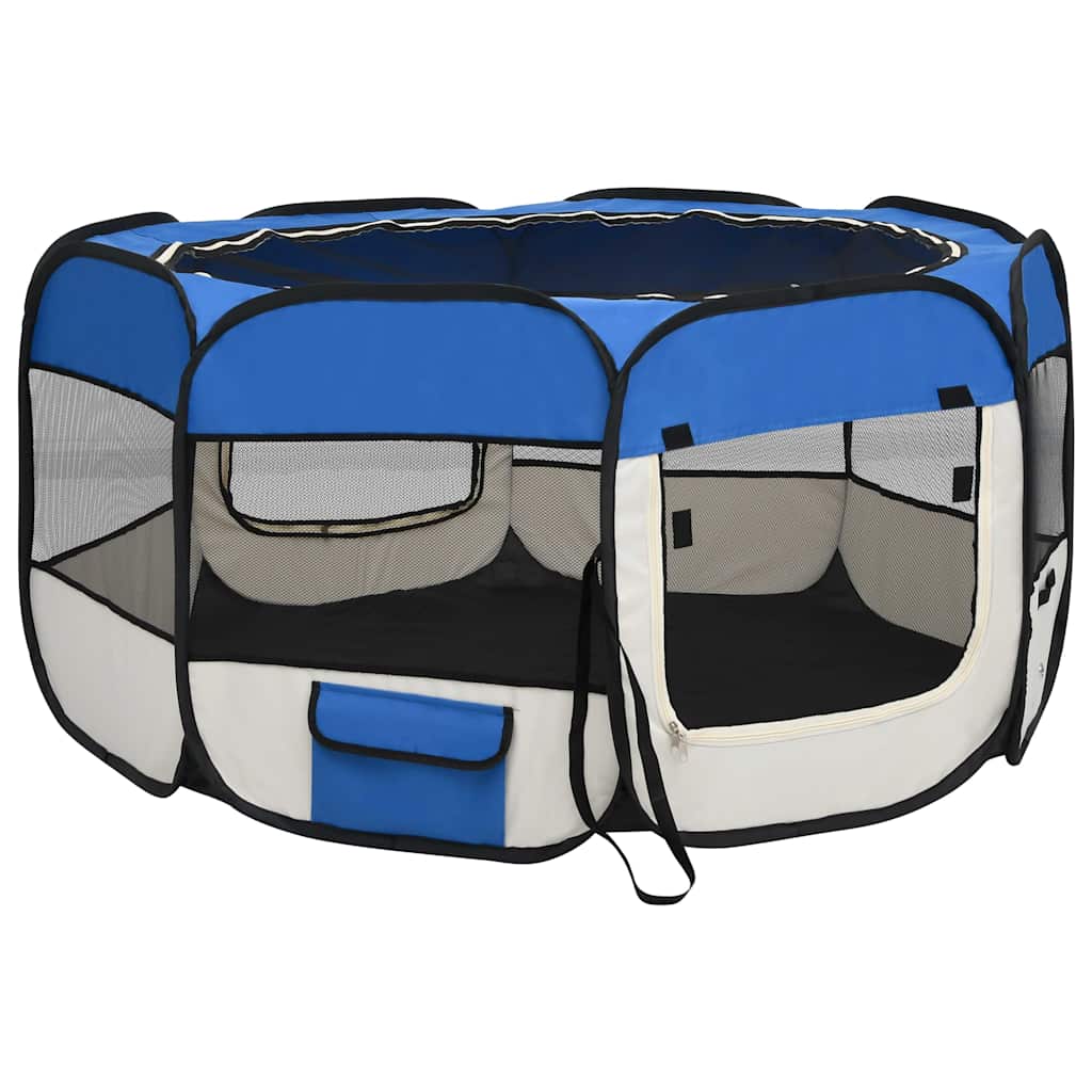 171015 vidaXL Foldable Dog Playpen with Carrying Bag Blue 125x125x61 cm