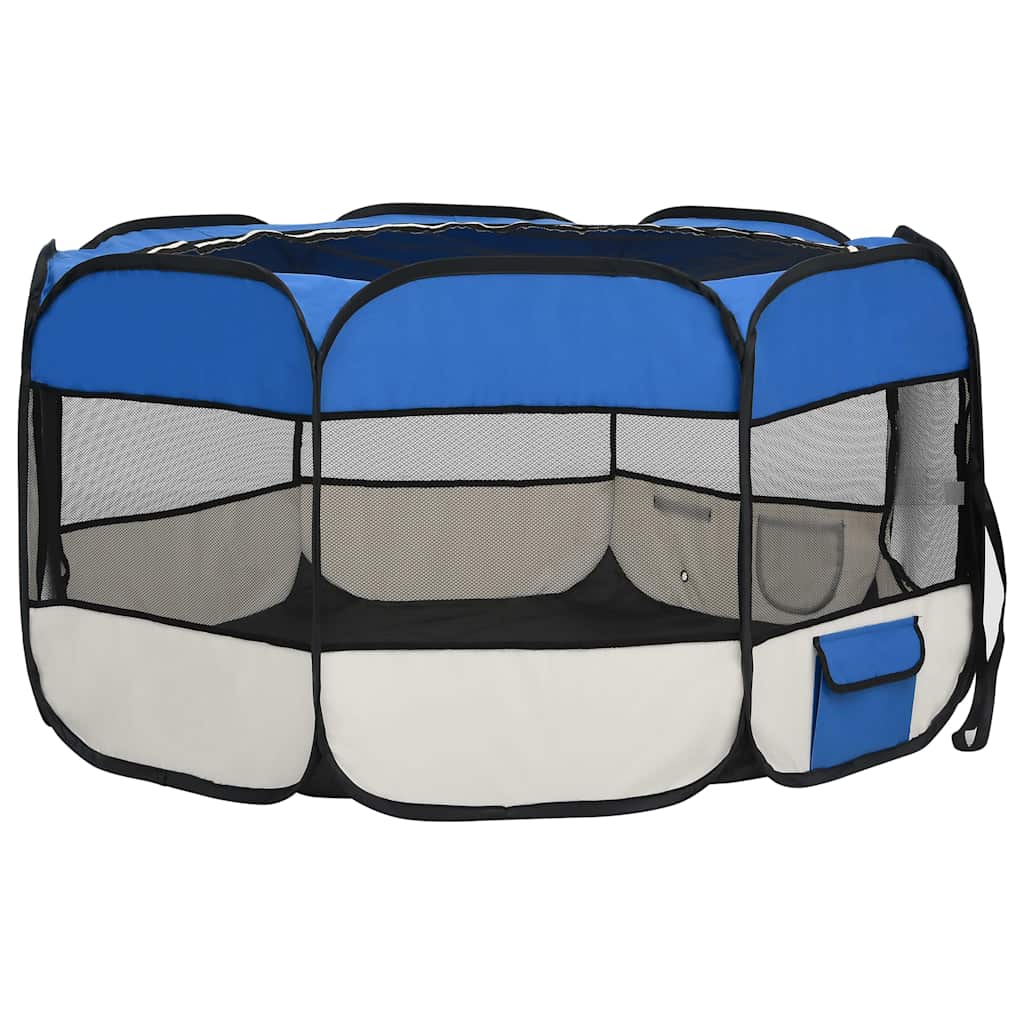 171015 vidaXL Foldable Dog Playpen with Carrying Bag Blue 125x125x61 cm