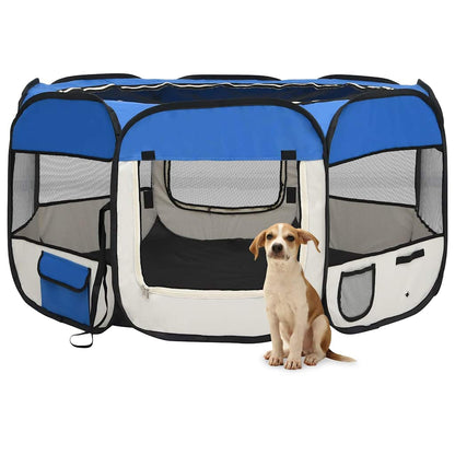 171015 vidaXL Foldable Dog Playpen with Carrying Bag Blue 125x125x61 cm