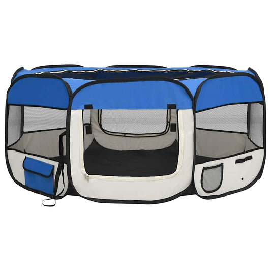 Dog Playpen | Blue and cream | Polyester, Steel | 145x145x61 cm