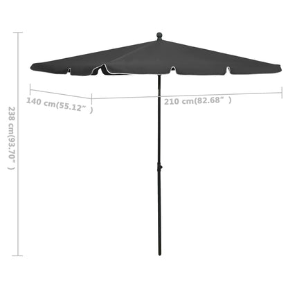 Garden Parasol | Anthracite | Polyester | 210x140 cm | Tiltable