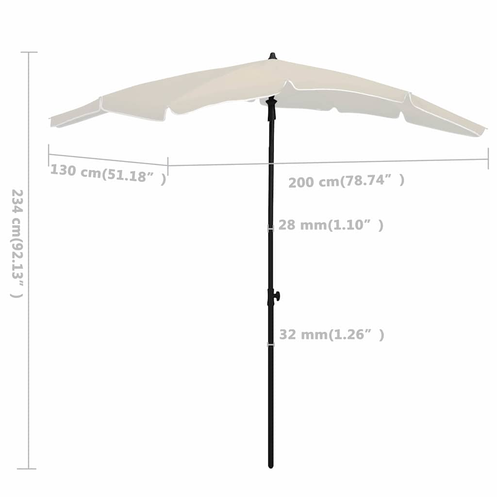 315551 vidaXL Garden Parasol with Pole 200x130 cm Sand