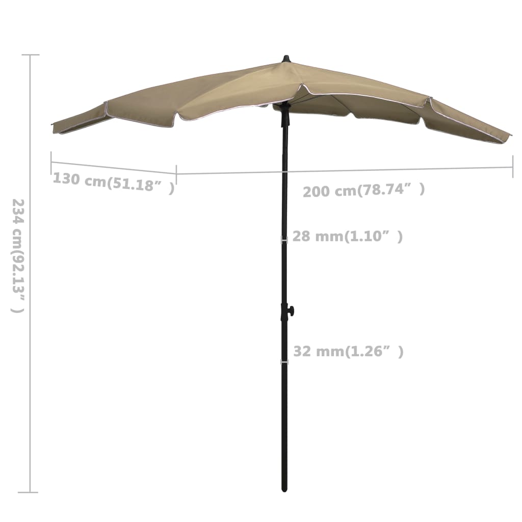 Garden Parasol | Taupe | Polyester, Steel | 200x130 cm |  Tiltable