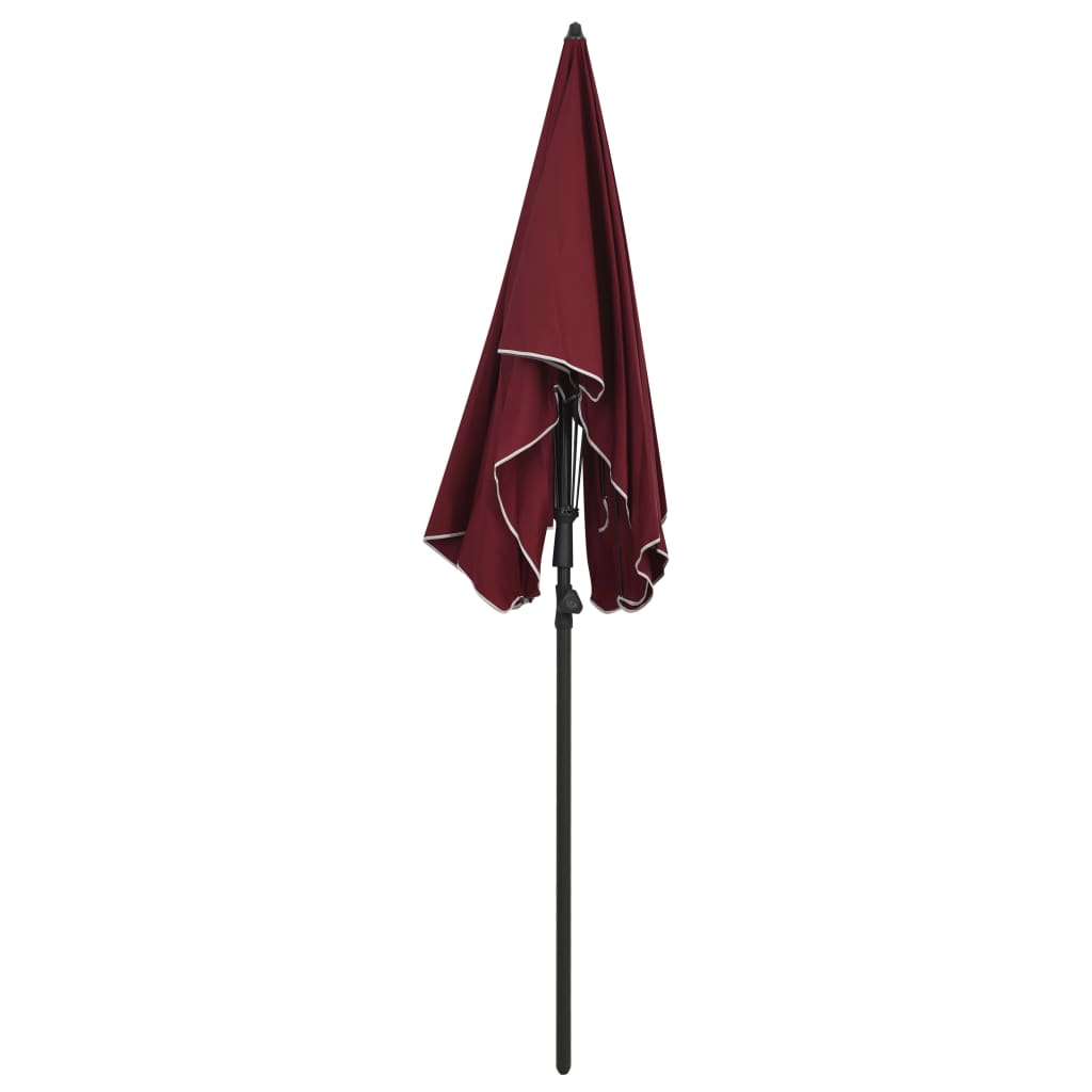 Garden Parasol Bordeaux Red Steel, Polyester Large Tiltable
