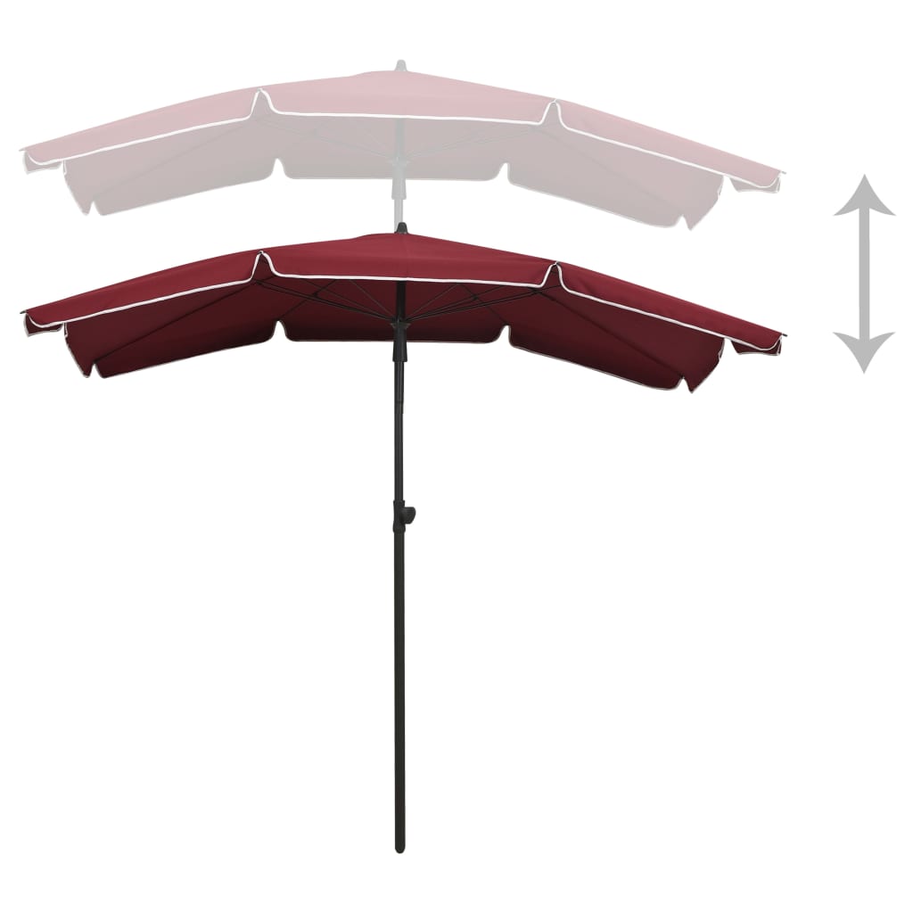 Garden Parasol Bordeaux Red Steel, Polyester Large Tiltable