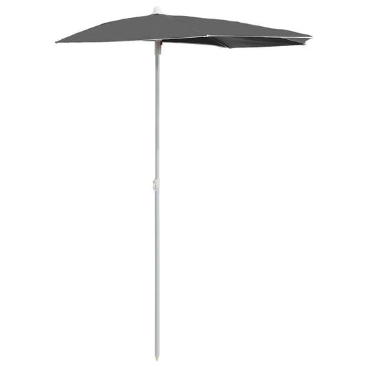Garden Half Parasol with Pole 180x90 cm Anthracite