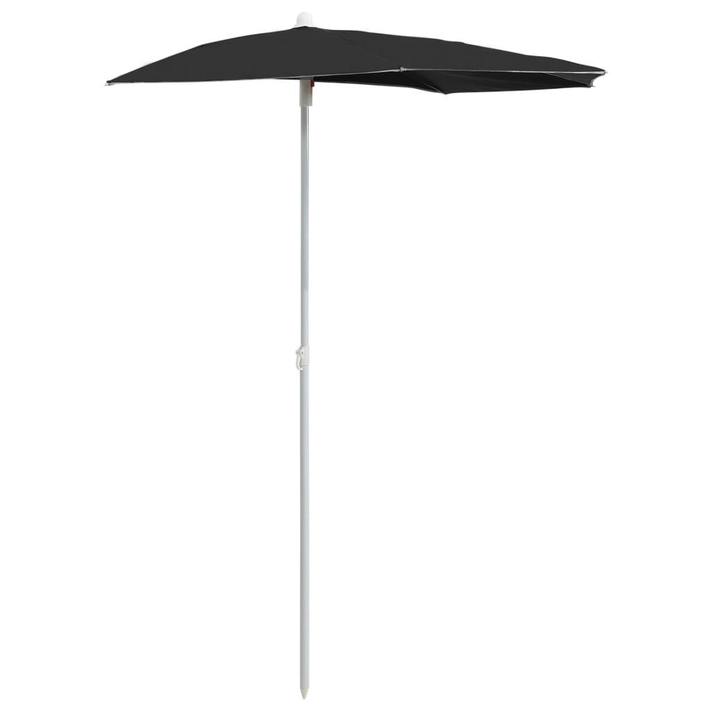 Garden Parasol | Black | Polyester fabric, Steel pole | Medium