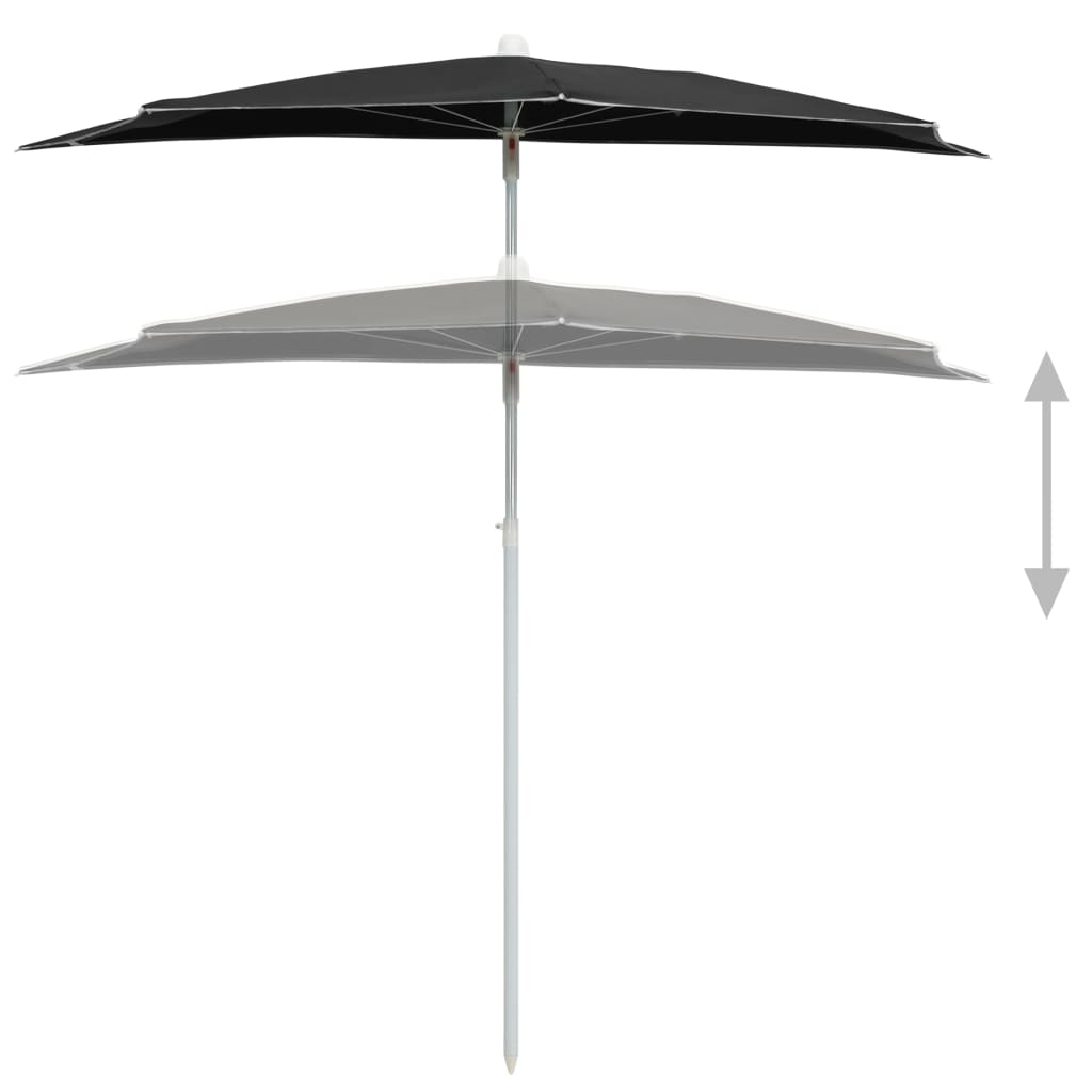 Garden Parasol | Black | Polyester fabric, Steel pole | Medium