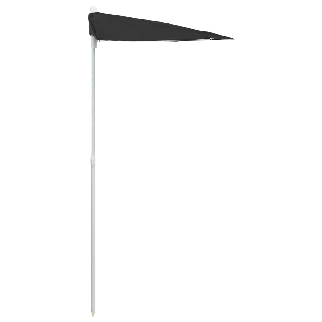 Garden Parasol | Black | Polyester fabric, Steel pole | Medium