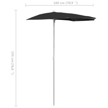 Garden Parasol | Black | Polyester fabric, Steel pole | Medium