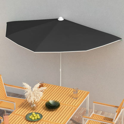 Garden Parasol | Black | Polyester fabric, Steel pole | Medium