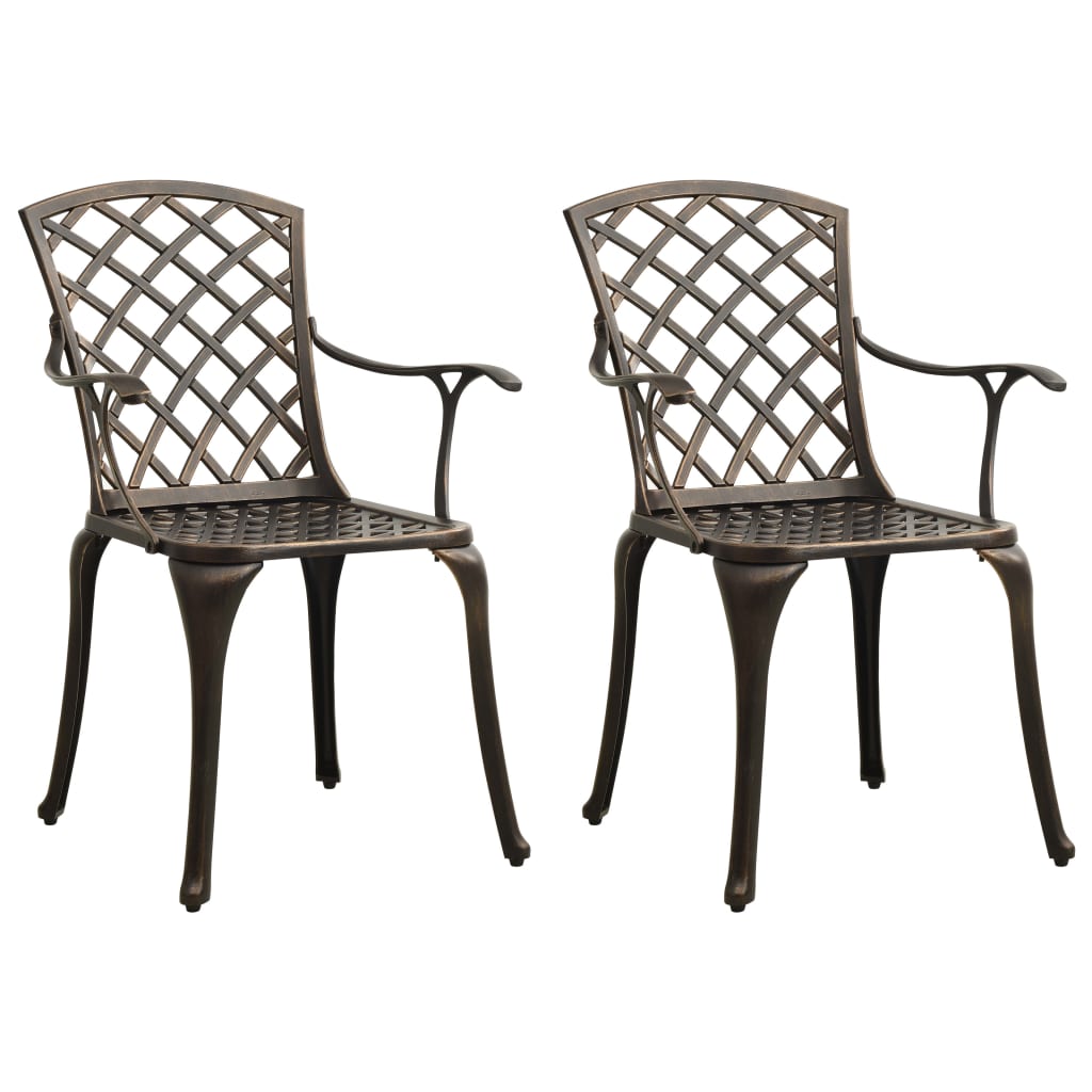 Garden Chair Set of 2 Bronze Cast Aluminum Standard Durable