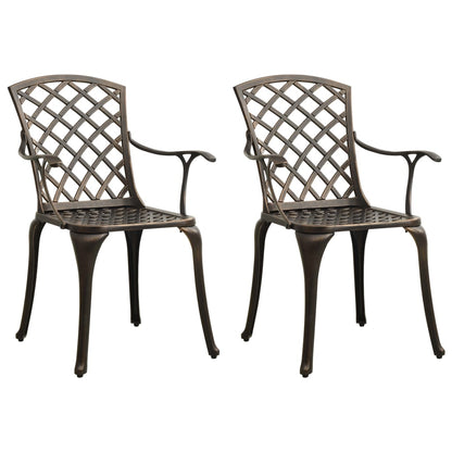 Garden Chair Set of 2 Bronze Cast Aluminum Standard Durable