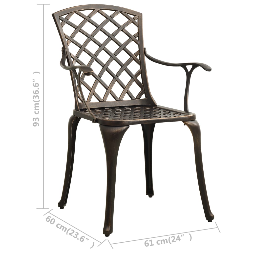 Garden Chair Set of 2 Bronze Cast Aluminum Standard Durable