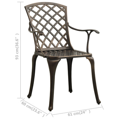 Garden Chair Set of 2 Bronze Cast Aluminum Standard Durable
