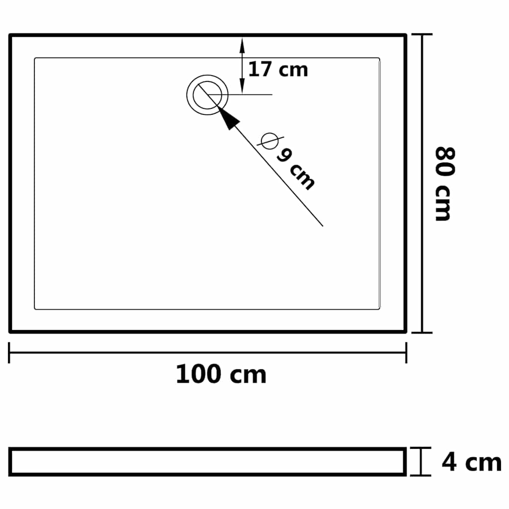 Rectangular ABS Shower Base Tray Black 31.5"x39.4"