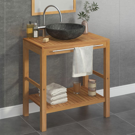 Vanity Cabinet With Sink | Black | Solid teak wood, marble, steel